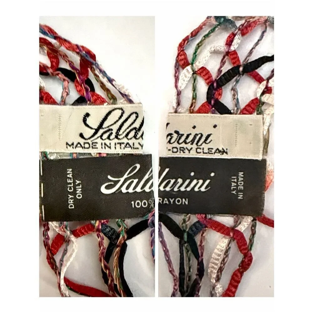 Saldarini Italy Ribbon Yarn Net Scarf Multicolor Open Weave Mesh Lightweigh